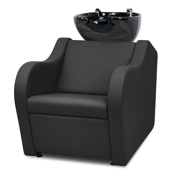 Парикмахерская мойка Лугано с керамической раковиной (обивка MIKONOS 04, 013 черная)